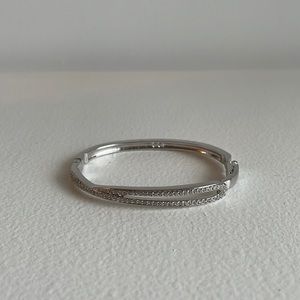 Swarovski crystal silver knot bangle bracelet